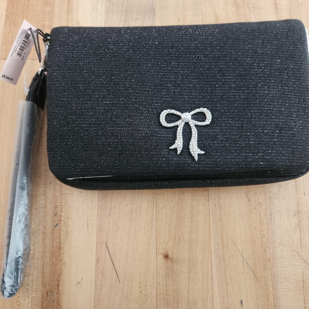 Victoria's Secret Black Wallet with Silver Bow